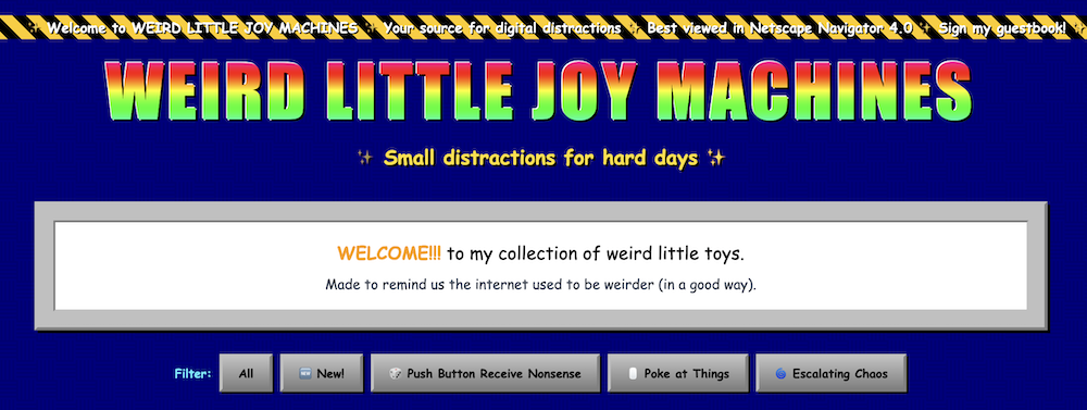 Weird Little Joy Machines homepage