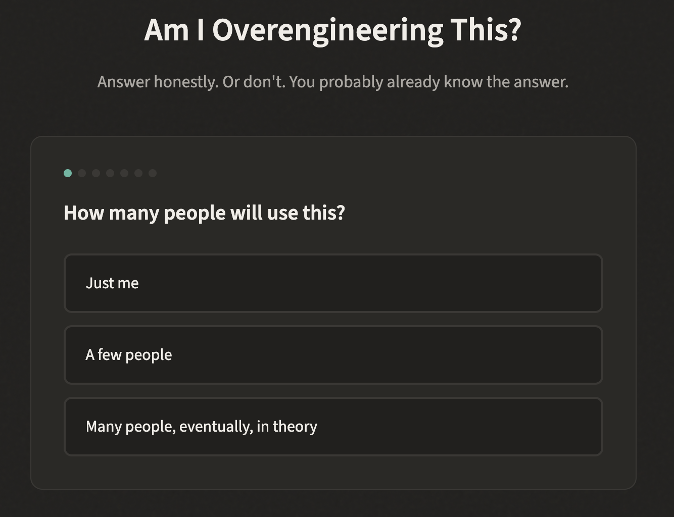 Am I Overengineering This screenshot